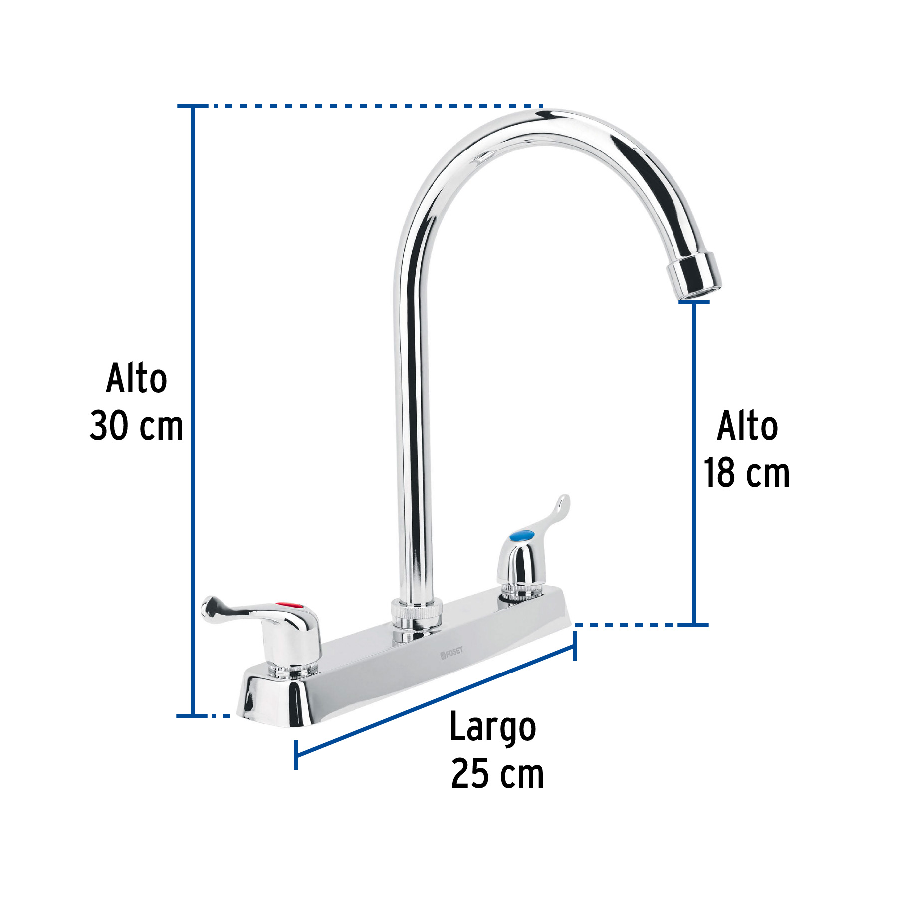 Mezcladora 8' fregadero cromo, cuello curvo, palanca, BASIC - Imagen 4