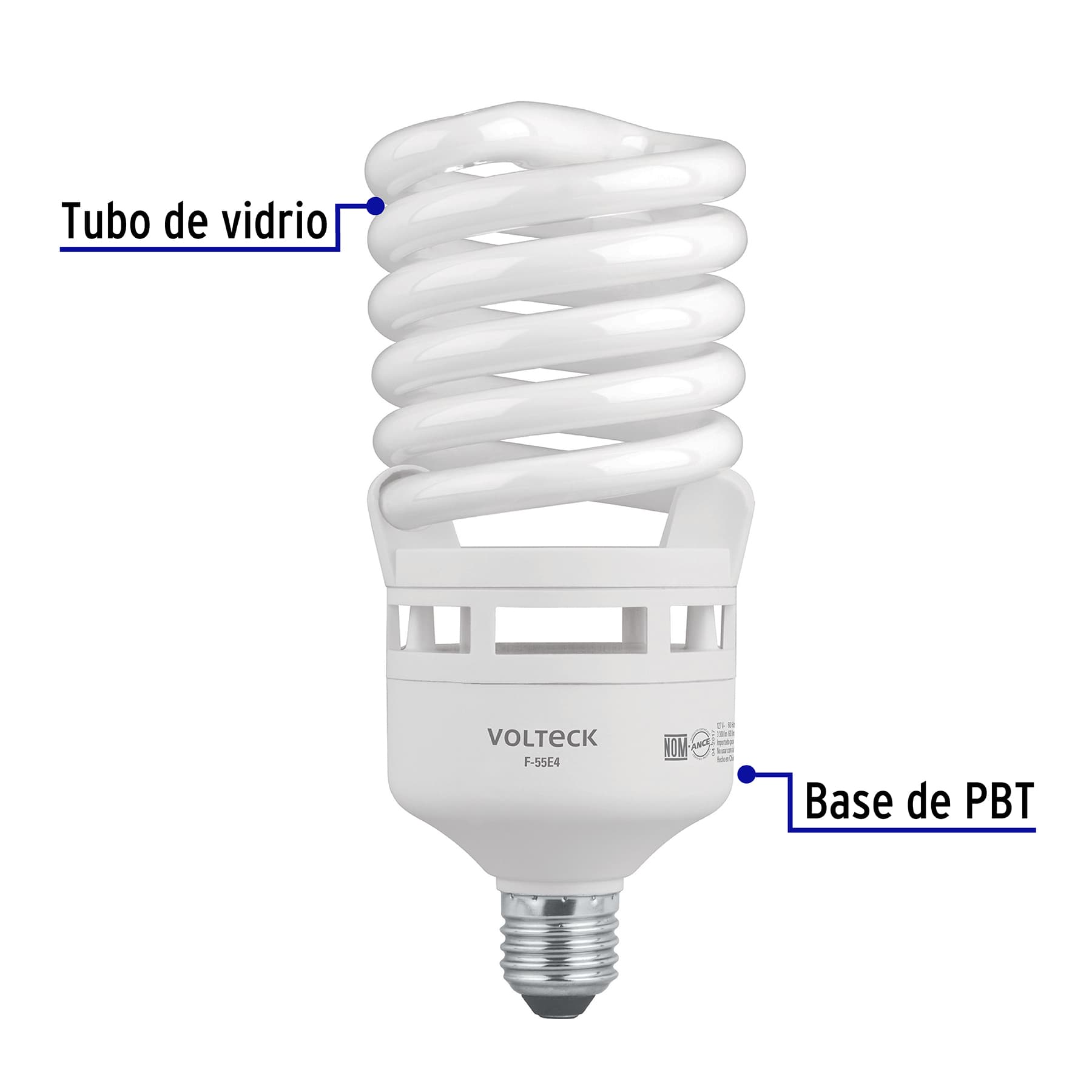 Lámpara espiral T4 55 W alta potencia luz de día, caja - Imagen 3