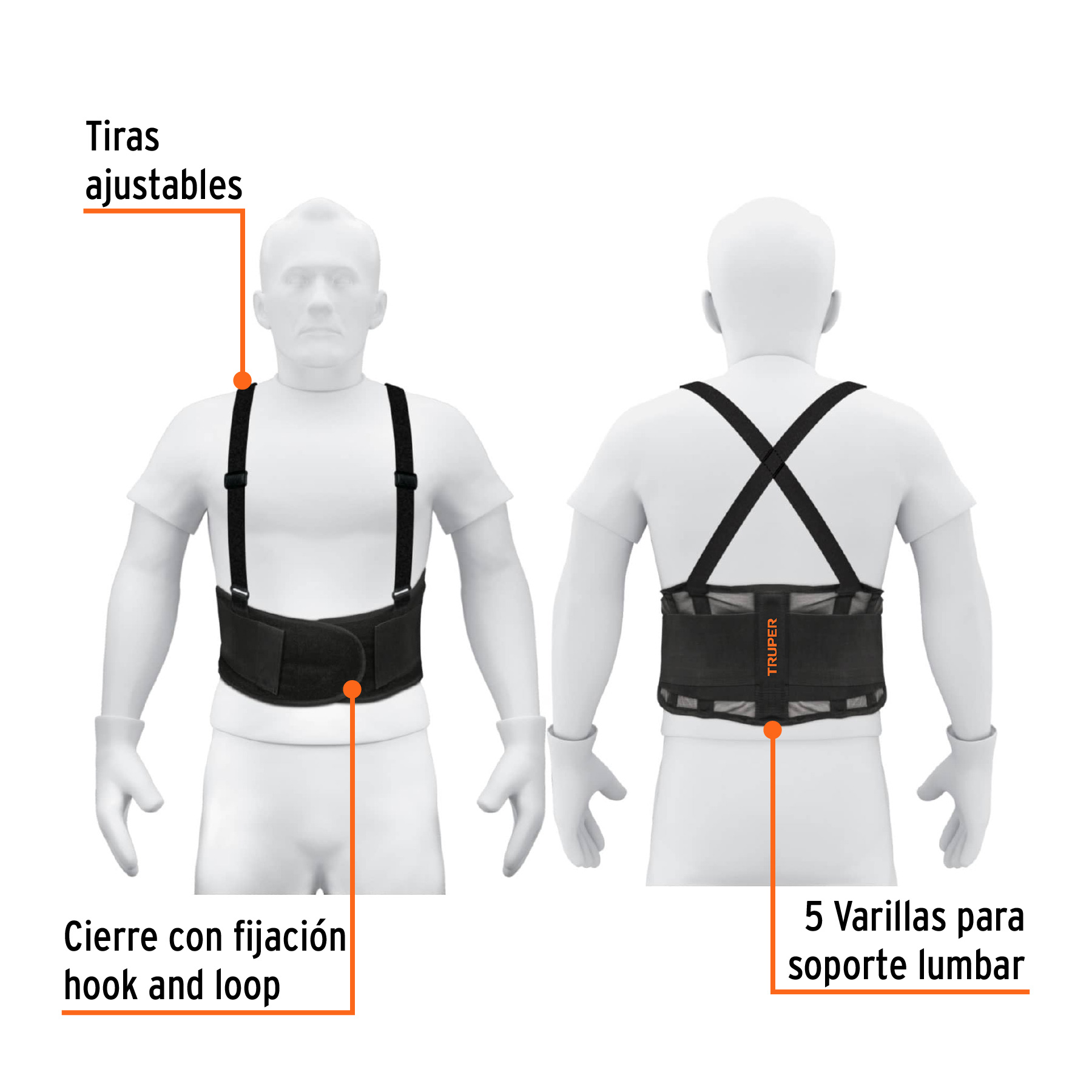 Faja lumbar de malla transpirable, talla G, TRUPER - Imagen 3