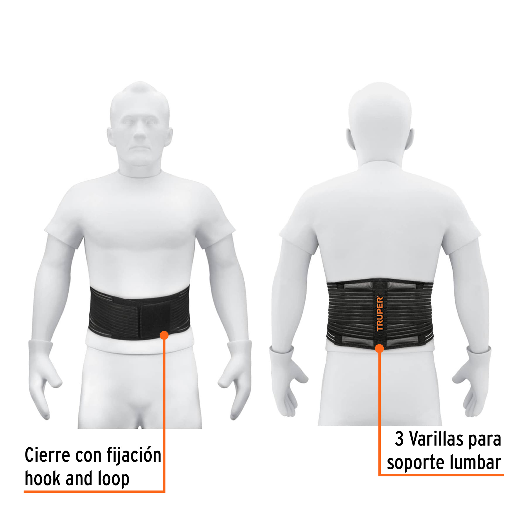 Faja lumbar tipo cinturón de malla transpirable, CH, TRUPER - Imagen 3