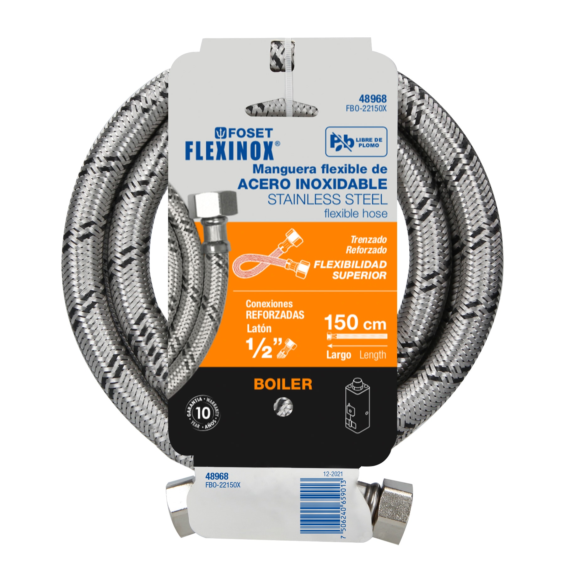 Manguera para boiler, acero inox. 1/2'H x 1/2'H, 150 cm - Imagen 6