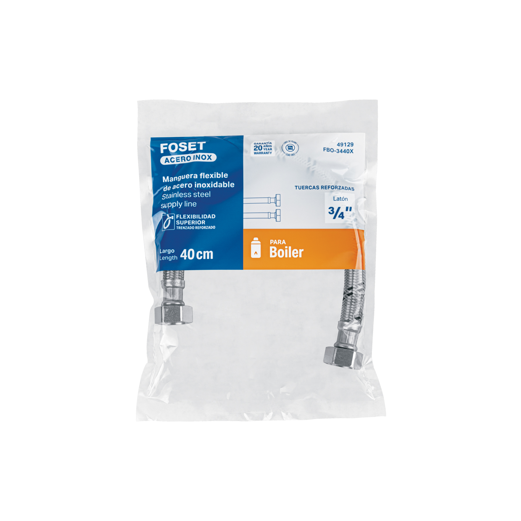 Manguera para boiler, acero inox. 3/4'H x 3/4'H, 40 cm - Imagen 6