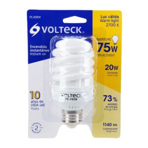 Lámpara espiral mini T2 20 W luz cálida en blíster, VOLTECK - Imagen 5