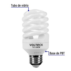 Lámpara espiral mini T2 20 W luz cálida en blíster, VOLTECK - Imagen 3