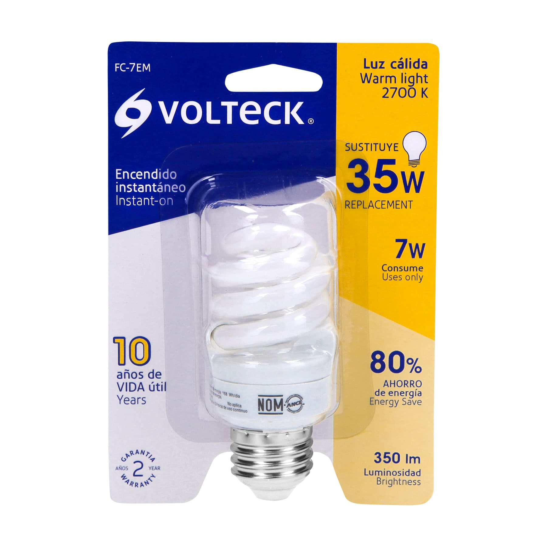 Lámpara espiral mini T2 7 W luz cálida en blíster, VOLTECK - Imagen 5