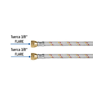 Manguera para gas, aluminio, 3/8' flare, 300 cm, FOSET BASIC - Imagen 4