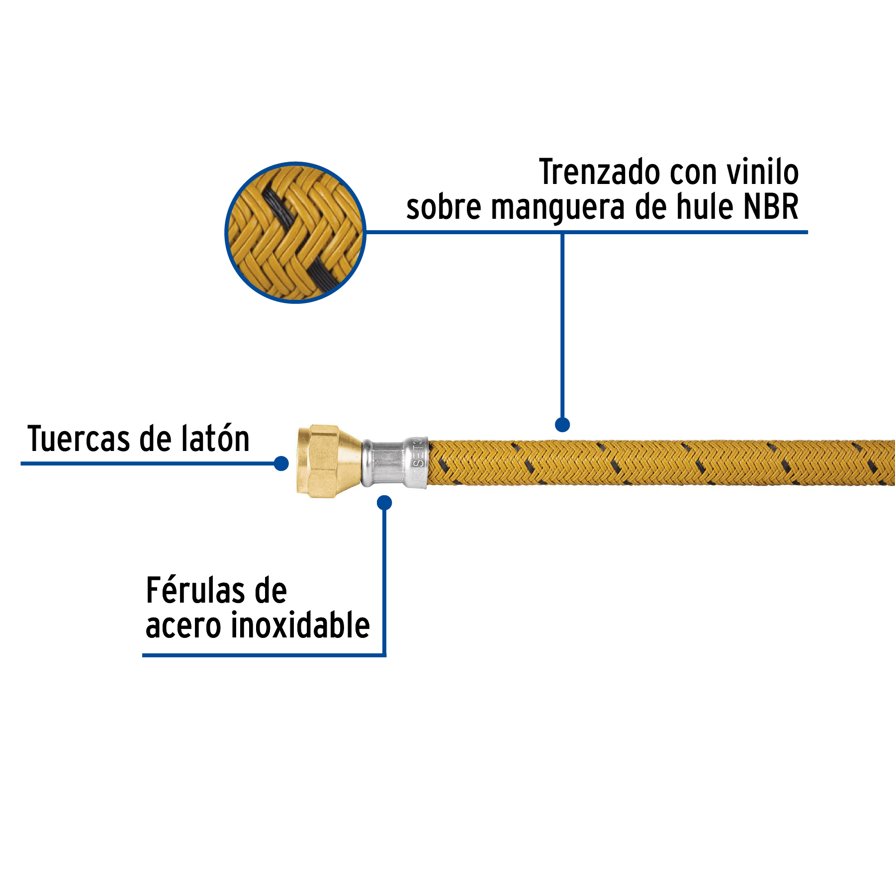 Manguera para gas, vinilo, 3/8' flare, 400 cm, FOSET - Imagen 3