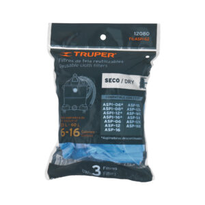Bolsa con 3 filtros de tela, aspiradoras 5-16 gal, TRUPER - Imagen 4