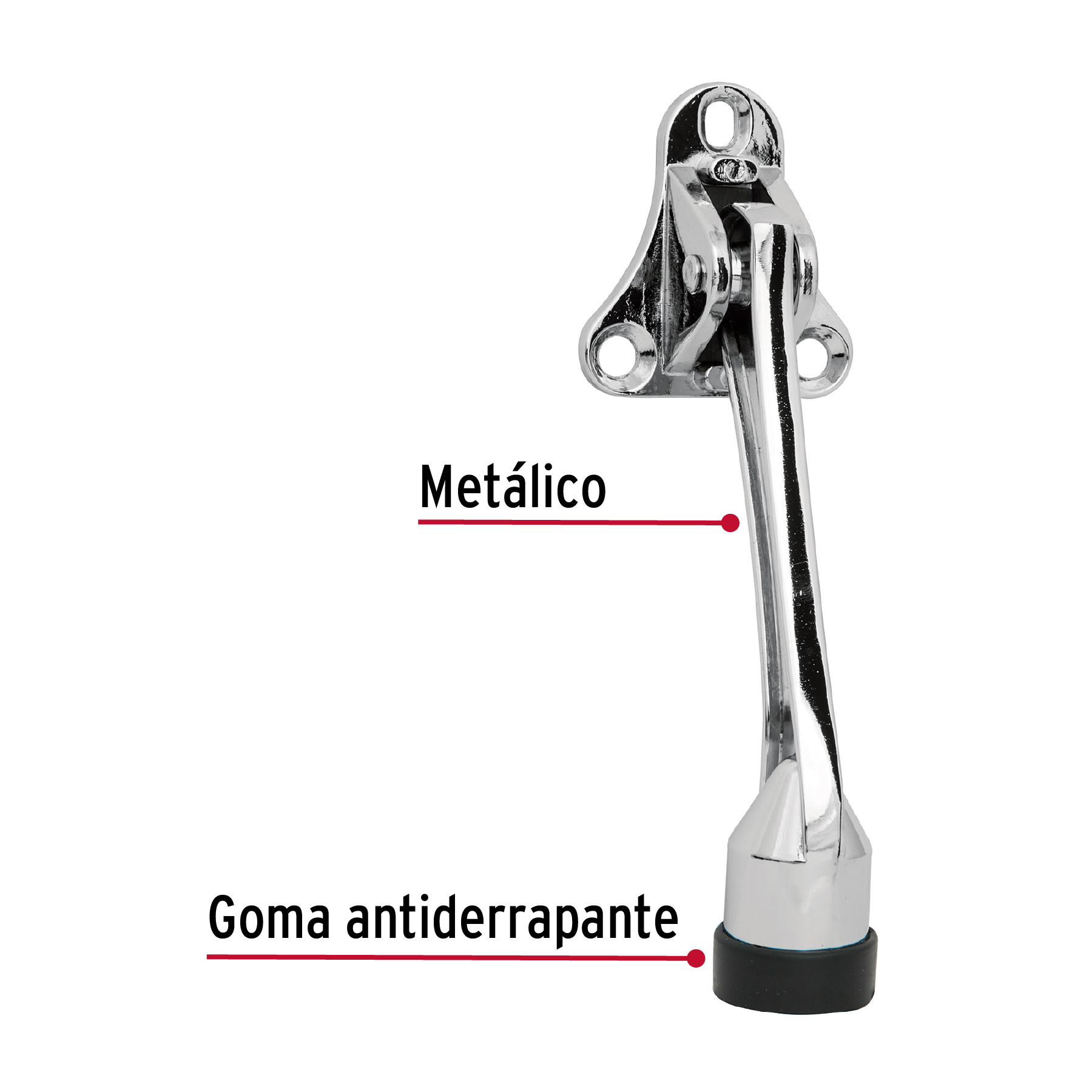 Fijapuerta metálico, acabado cromo, HERMEX - Imagen 3
