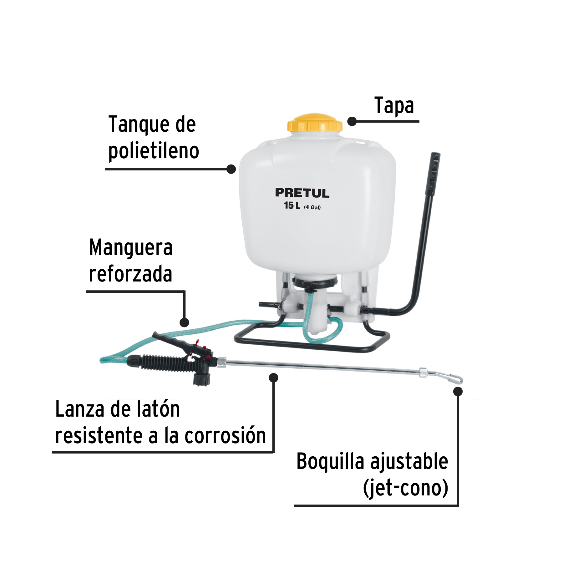 Fumigador de 15 L manual de mochila, PRETUL - Imagen 3