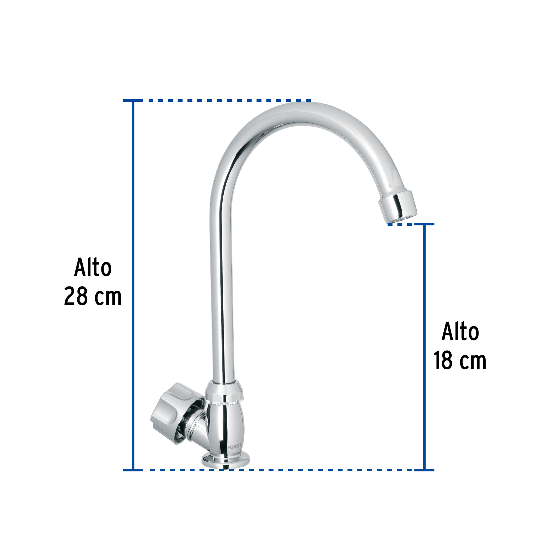 Llave individual fregadero,ABS,cuello curvo,hexagonal, BASIC - Imagen 4