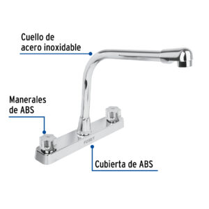 Mezcladora 8' fregadero, ABS, cuello cobra, hexagonal, BASIC - Imagen 3