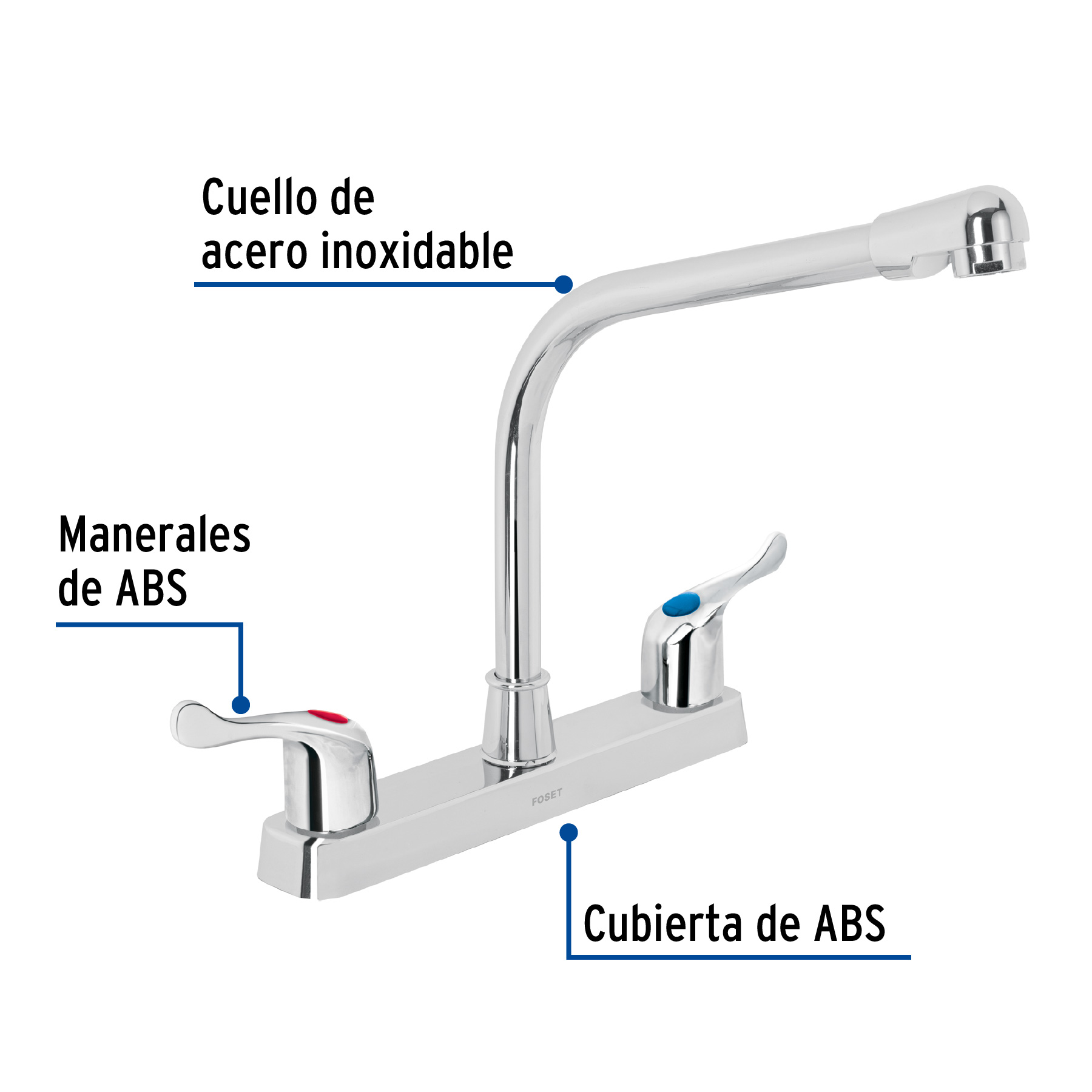 Mezcladora 8' fregadero, ABS, cuello cobra, palanca, BASIC - Imagen 3