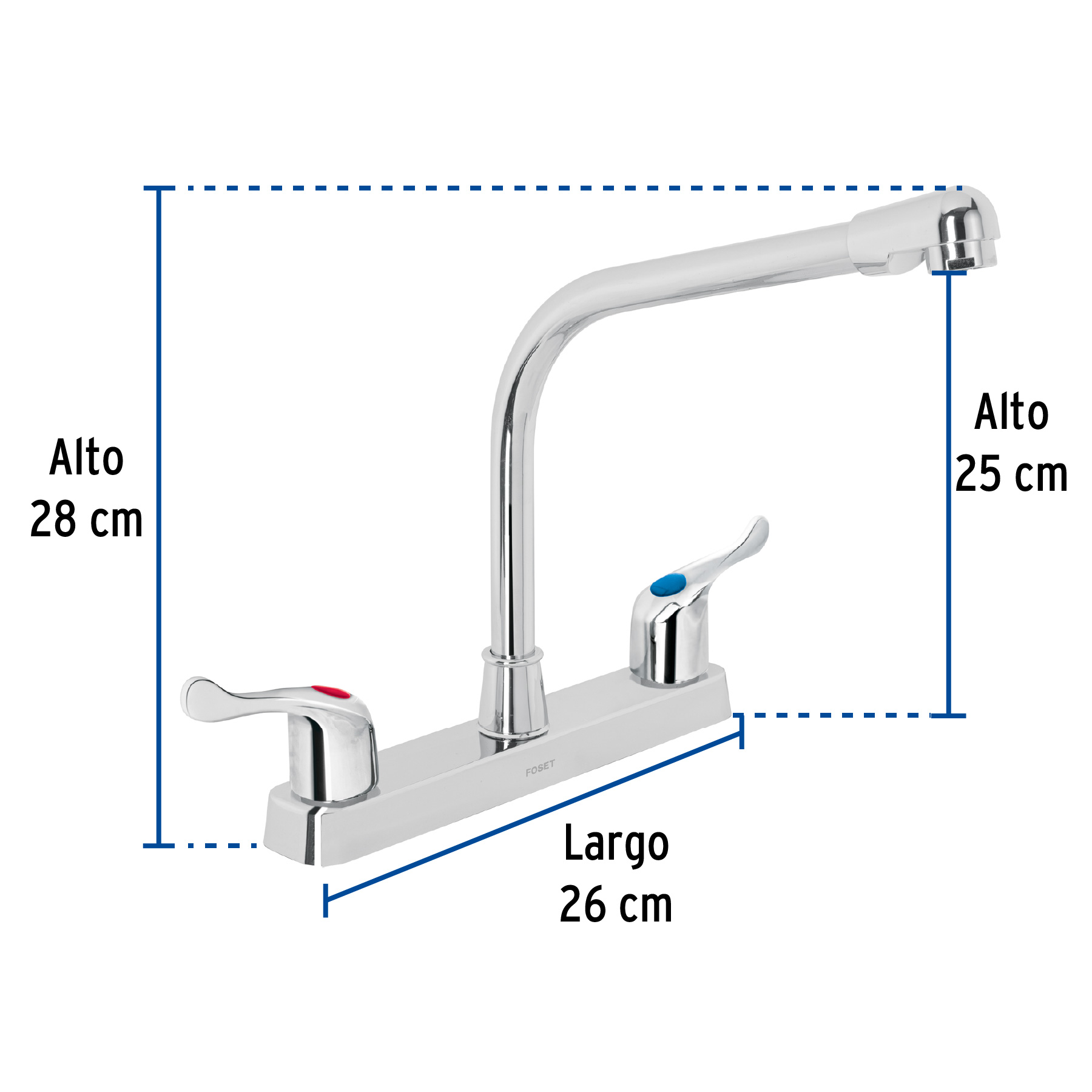 Mezcladora 8' fregadero, ABS, cuello cobra, palanca, BASIC - Imagen 4