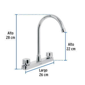 Mezcladora 8' fregadero, ABS, cuello curvo, hexagonal, BASIC - Imagen 4