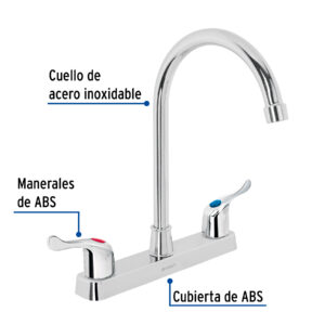 Mezcladora 8' fregadero, ABS, cuello curvo, palanca, BASIC - Imagen 3