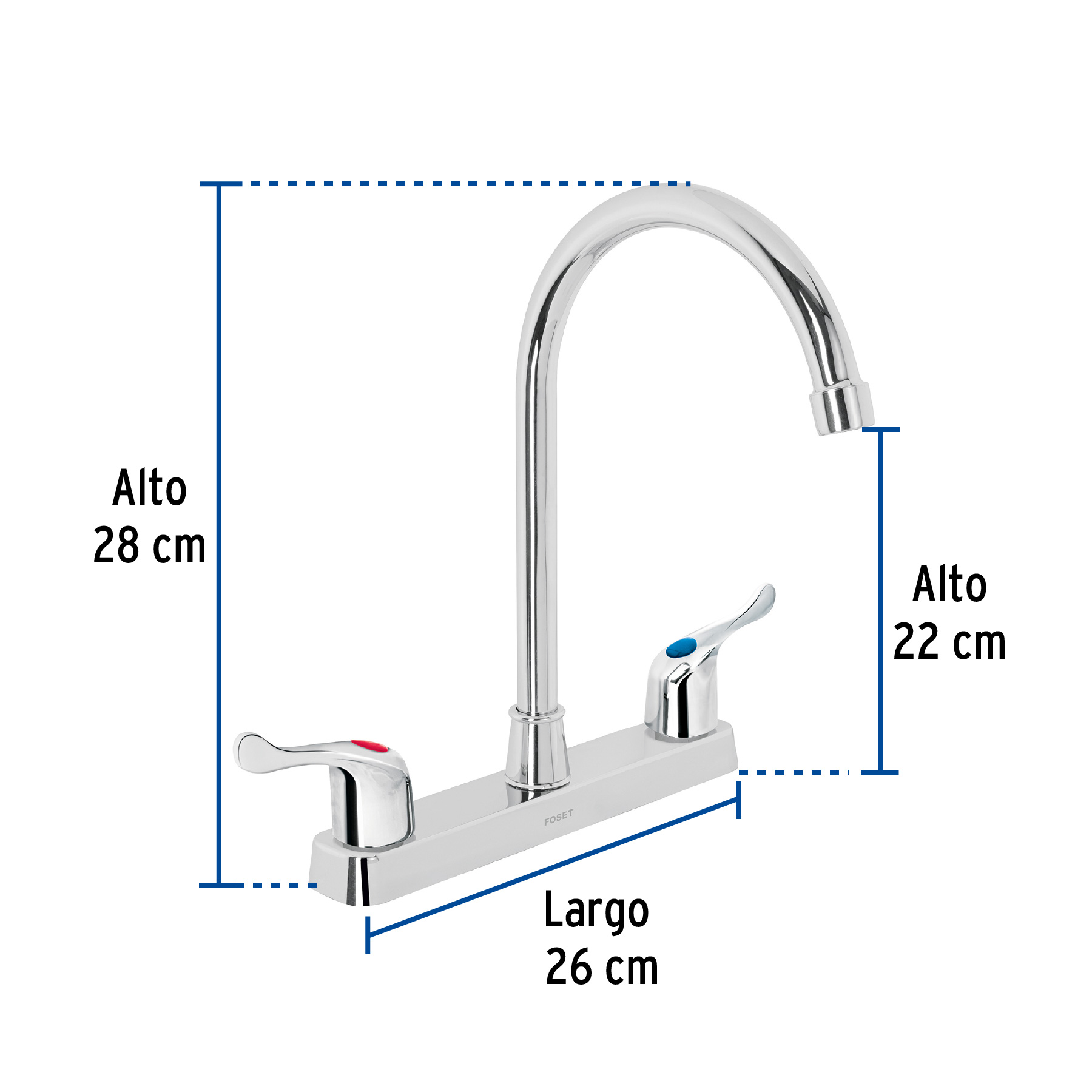 Mezcladora 8' fregadero, ABS, cuello curvo, palanca, BASIC - Imagen 4