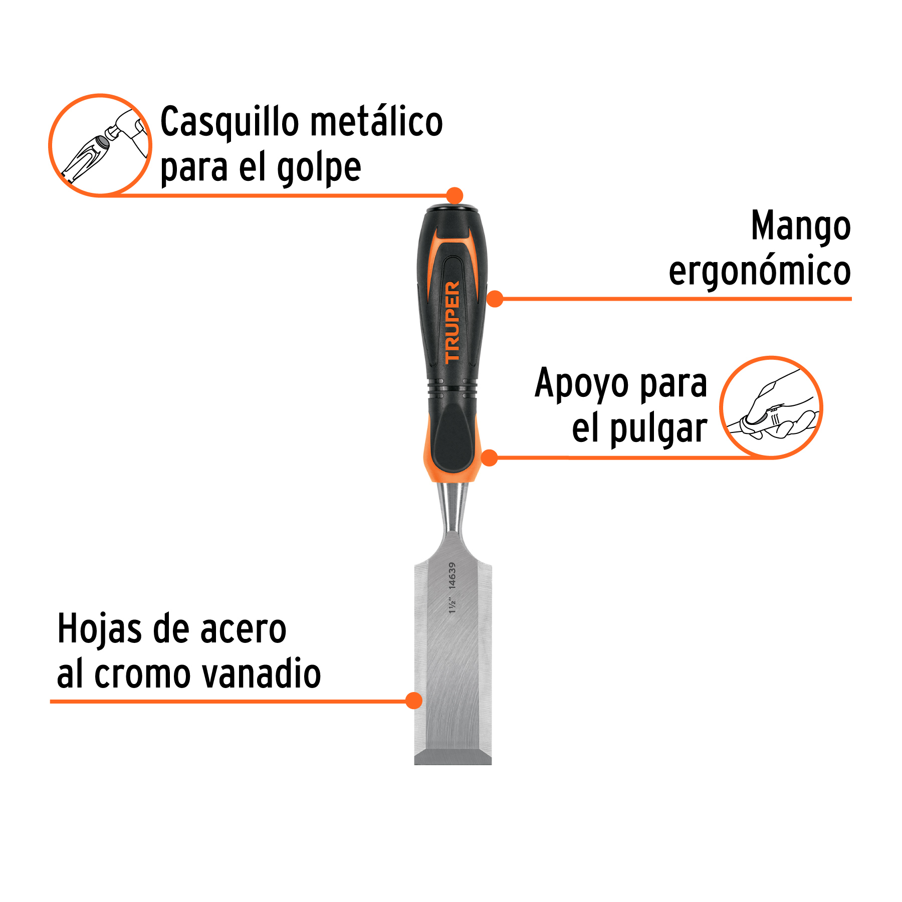 Formón 1-1/2' mango Comfort Grip, TRUPER - Imagen 4