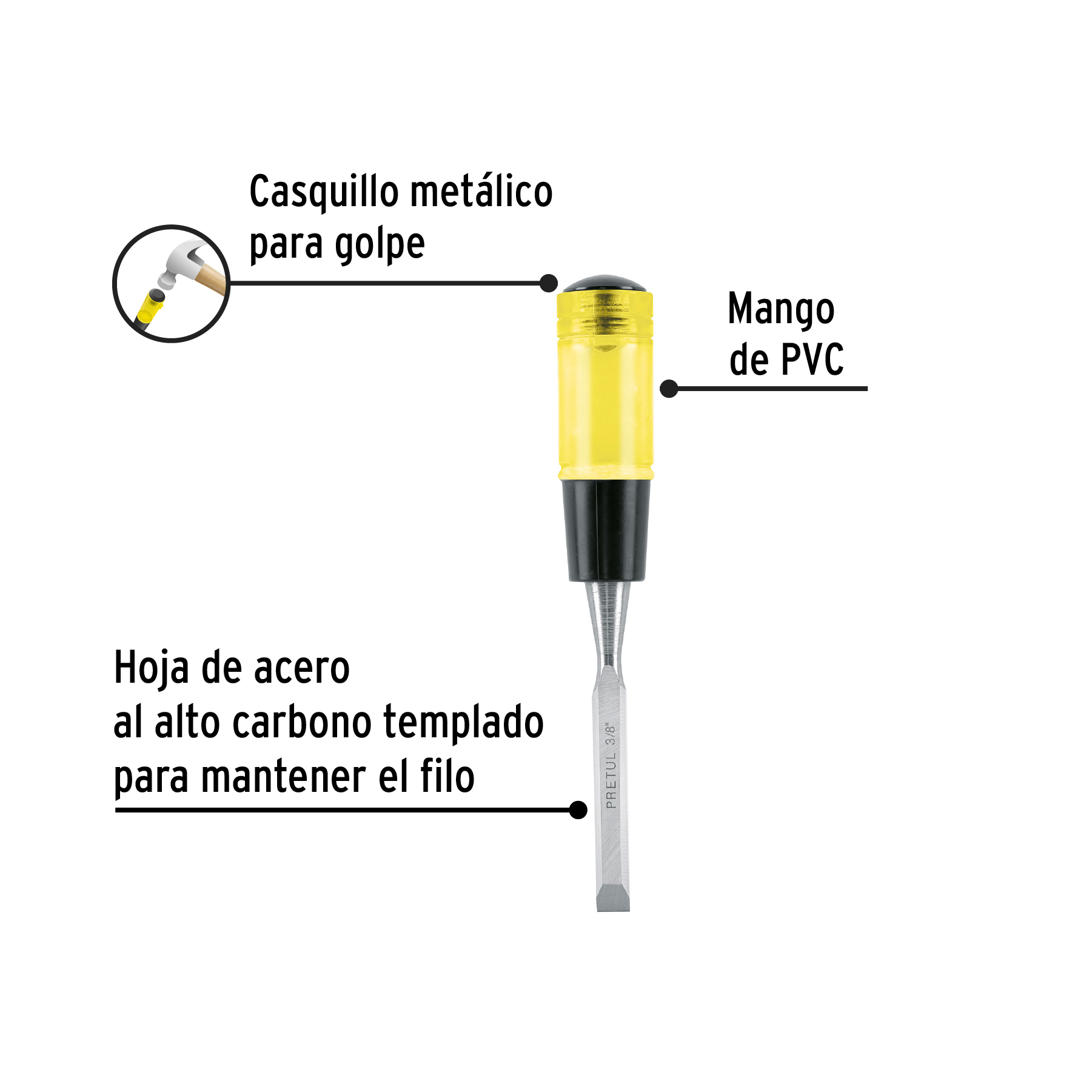 Formón 3/8', PRETUL - Imagen 4