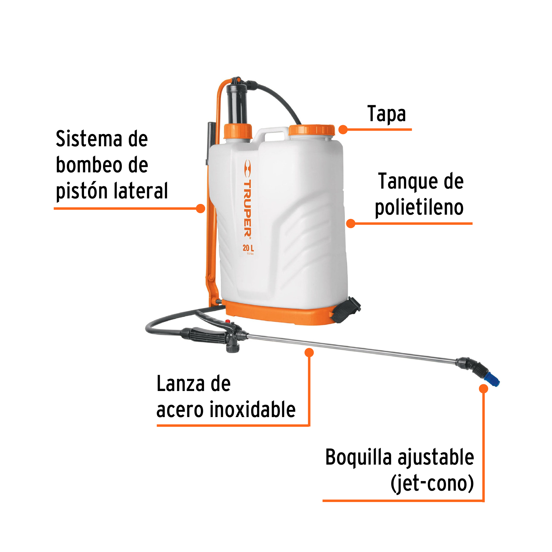 Fumigador de 20 L manual de mochila, TRUPER - Imagen 3
