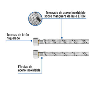 Manguera p/WC, acero inox, 1/2'x7/8', 35 cm - Imagen 3