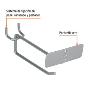 Gancho recto 4' con portaetiqueta para perfocel y ranurado - Imagen 3