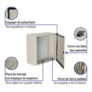 Gabinete metálico, 400 x 400 mm, VOLTECK - Imagen 3