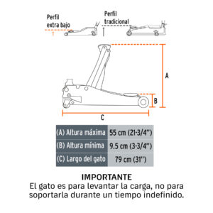 Gato hidráulico profesional de patín,3.5t, elevación rápida - Imagen 3
