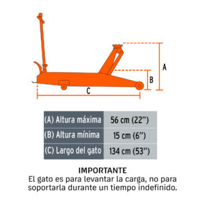 Gato hidráulico de patín 5t profesional, elev rápida, TRUPER - Imagen 3