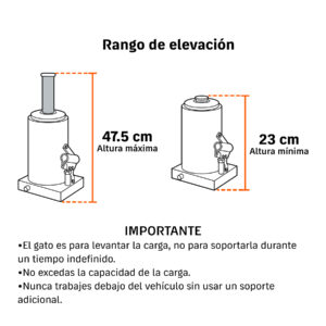Gato hidráulico de botella de 16 Ton, TRUPER - Imagen 3