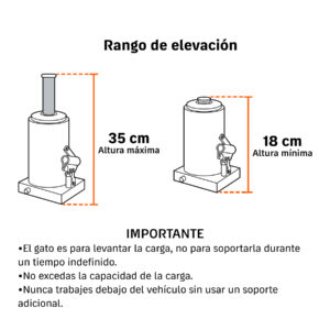 Gato hidráulico de botella de 2 Ton, TRUPER - Imagen 3