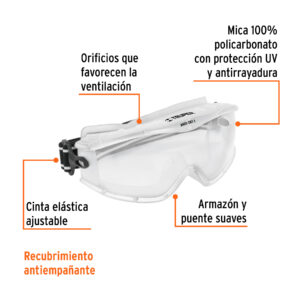 Goggles de seguridad profesionales, antiempaño, EXPERT - Imagen 3