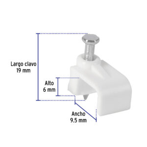 Bolsa con 500 grapas blancas de 6 x 9.5 mm para cable plano - Imagen 5