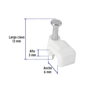 Bolsa con 500 grapas blancas de 3 X 6 mm para cable plano - Imagen 5