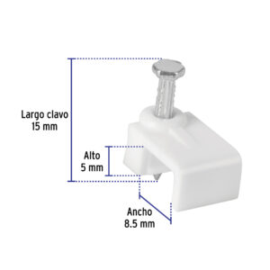 Bolsa con 20 grapas blancas de 5 x 8.5 mm para cable plano - Imagen 5