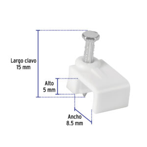 Bolsa con 500 grapas blancas de 5 X 8.5 mm para cable plano - Imagen 4