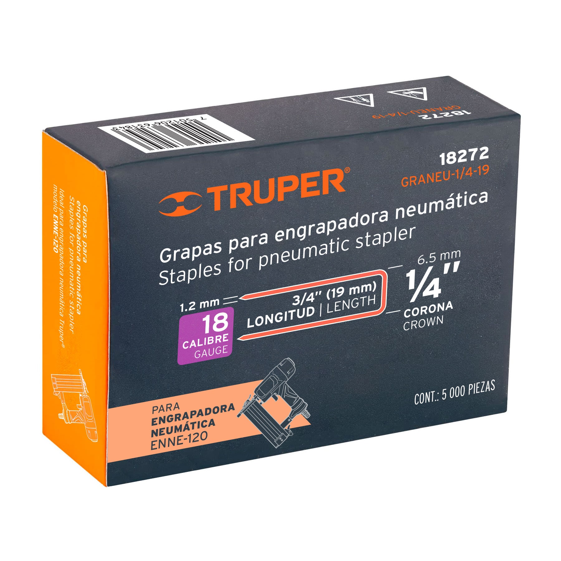 Caja con 5000 grapas corona 1/4' calibre 18, 19mm p/ENNE-120 - Imagen 6