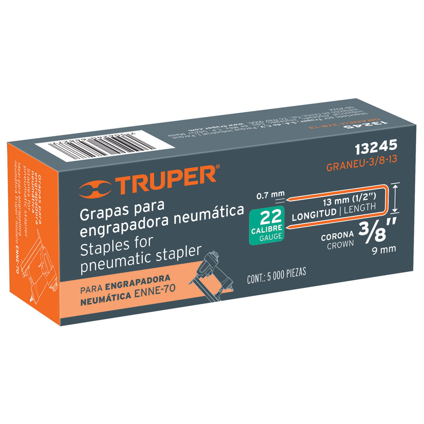 Caja con 5000 grapas corona 3/8' calibre 22, 13mm p/ENNE-70 - Imagen 6