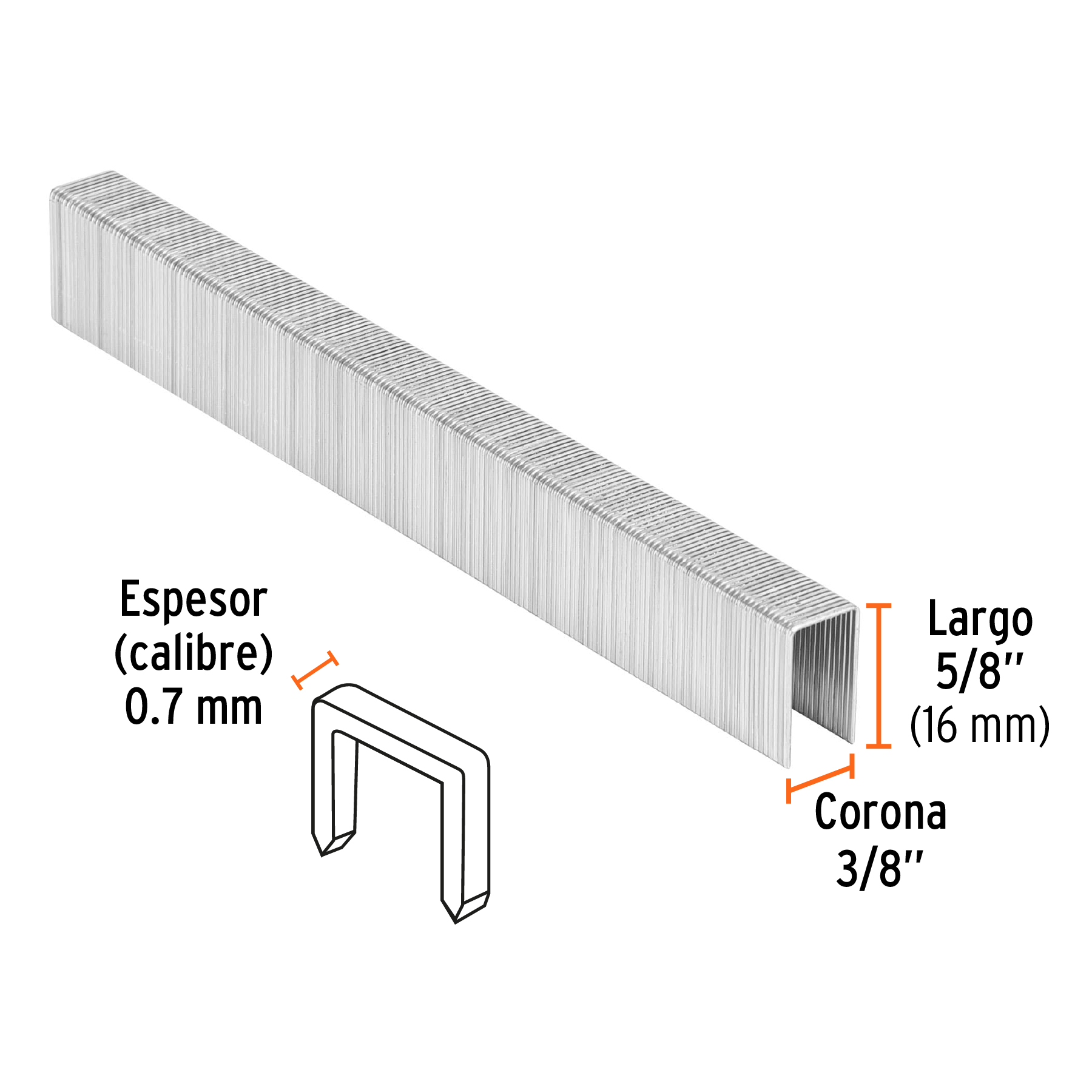 Caja con 5000 grapas corona 3/8' calibre 22, 16mm p/ENNE-70 - Imagen 4