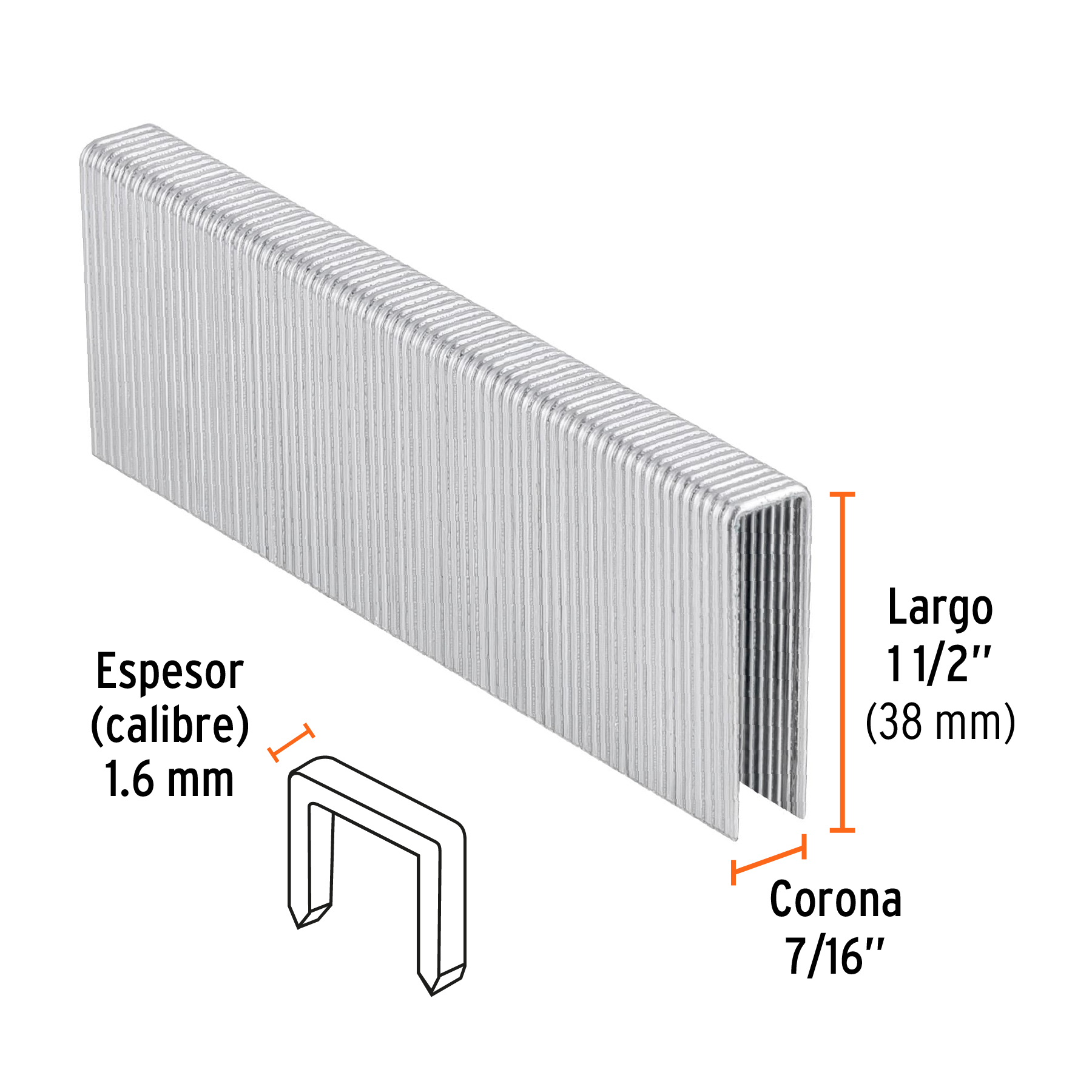 Caja con 1000 grapas corona 7/16' cal. 16, 38mm p/ENNE-160 - Imagen 3