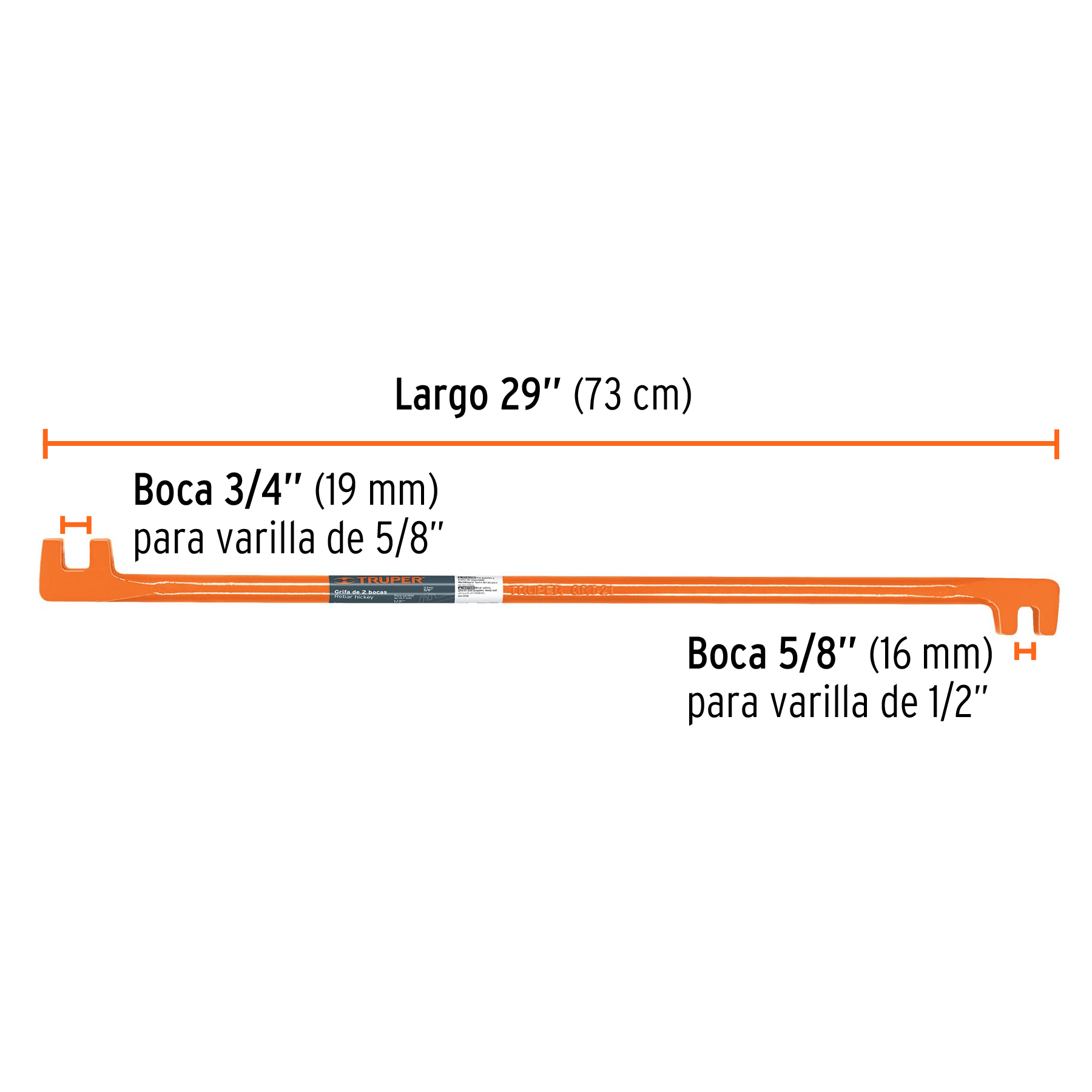 Grifa de dos bocas de 5/8 y 3/4', TRUPER - Imagen 3