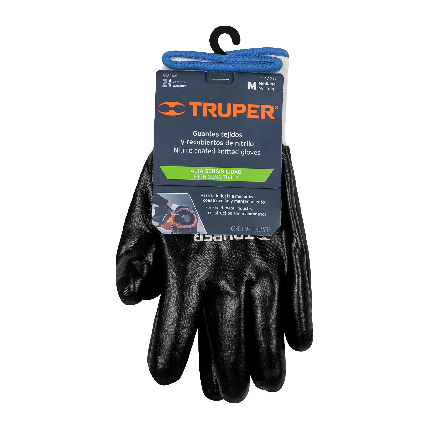 Guantes de poliéster recubiertos de nitrilo, M, TRUPER - Imagen 3