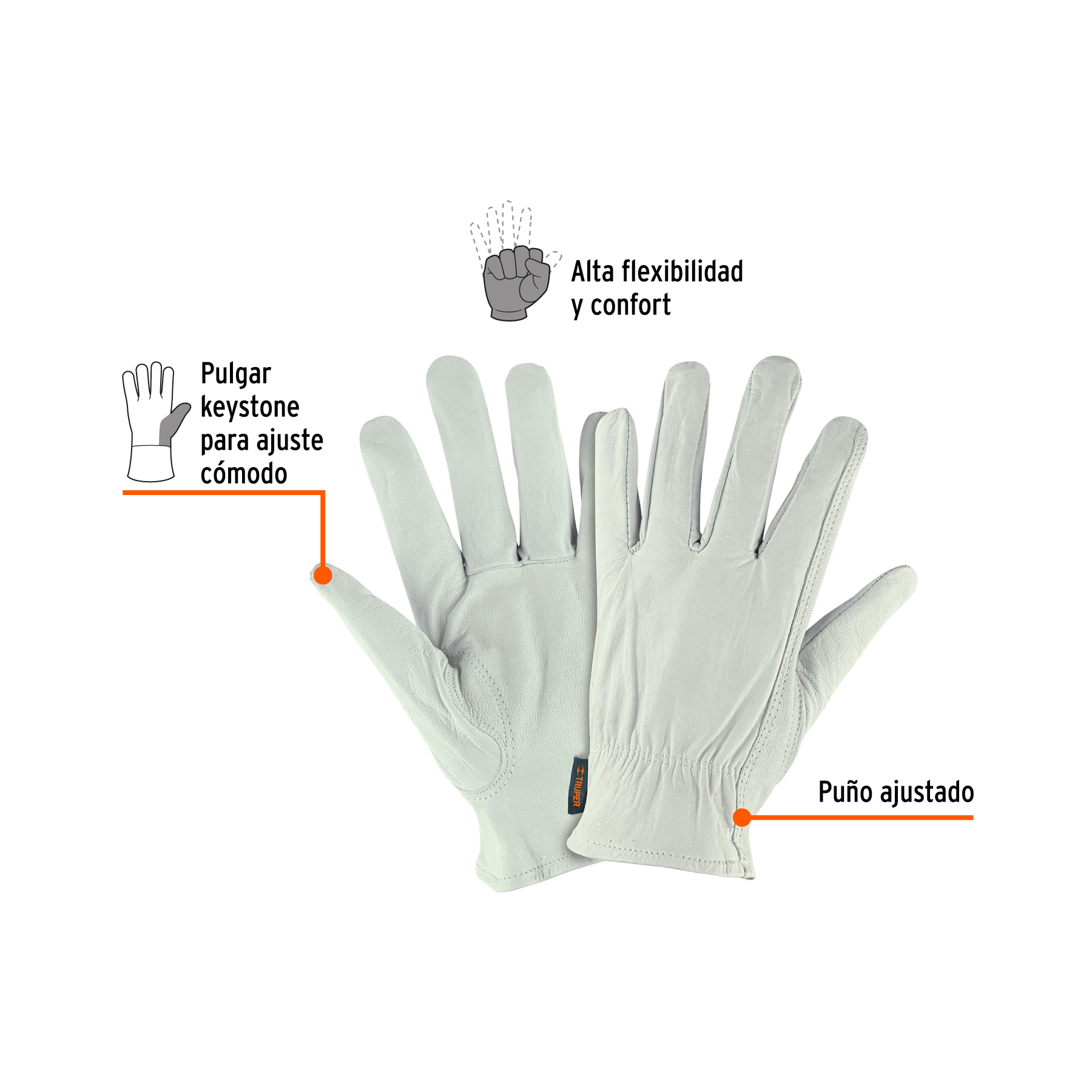 Guantes de piel de cabra, tipo operador, TRUPER - Imagen 3