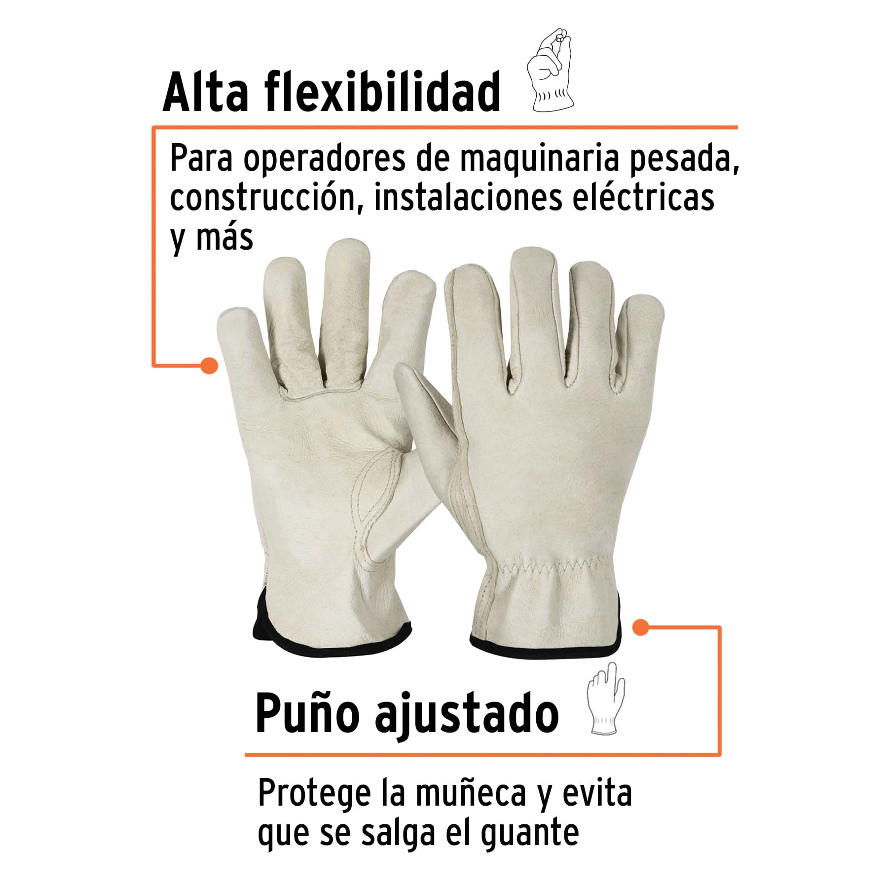 Guantes de piel de cerdo, tipo operador, TRUPER - Imagen 3