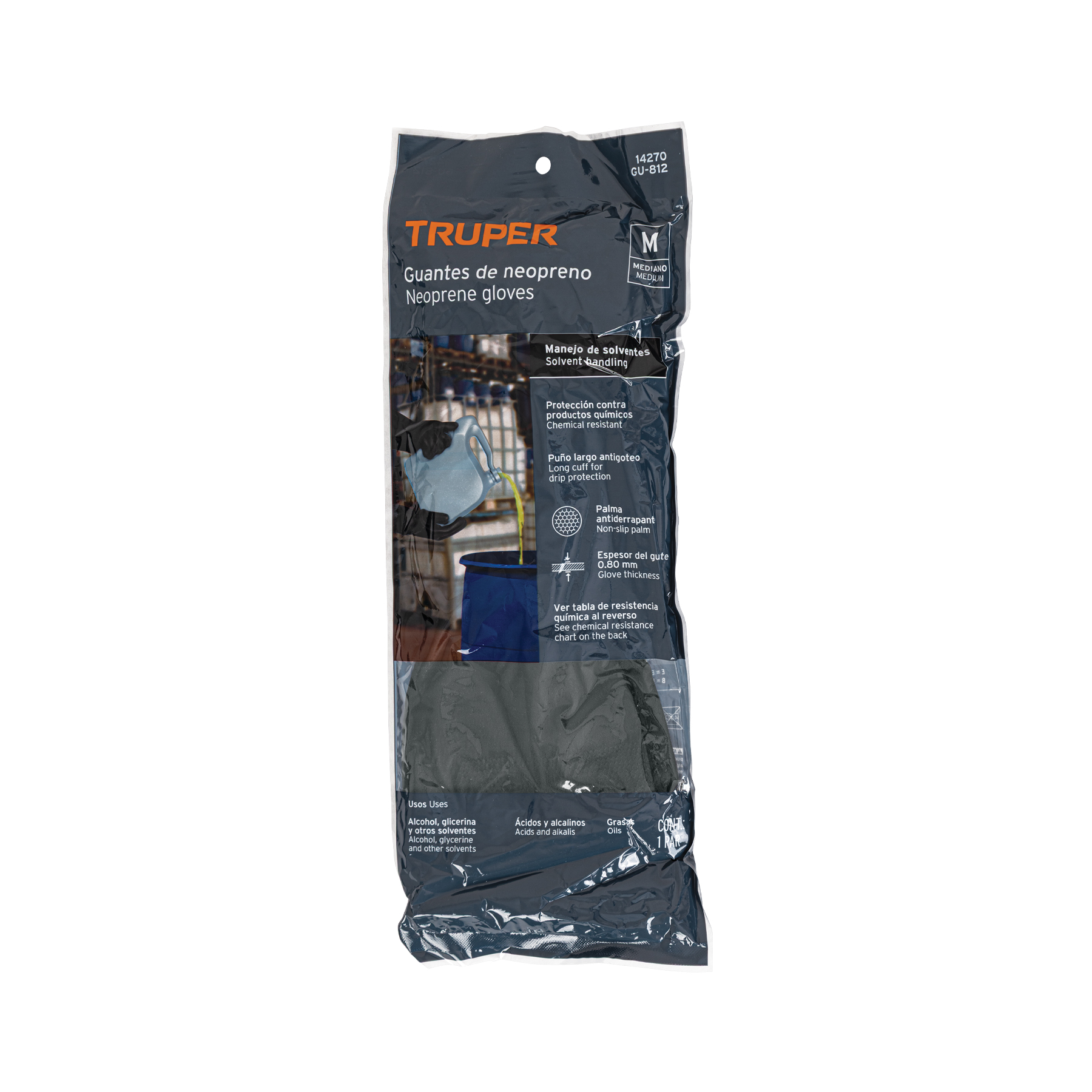 Guantes de neopreno para manejo de químicos, M, TRUPER - Imagen 4