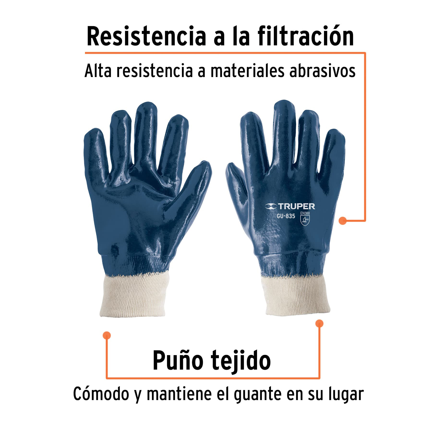 Guantes de algodón recubiertos de nitrilo puño tejido,TRUPER - Imagen 4