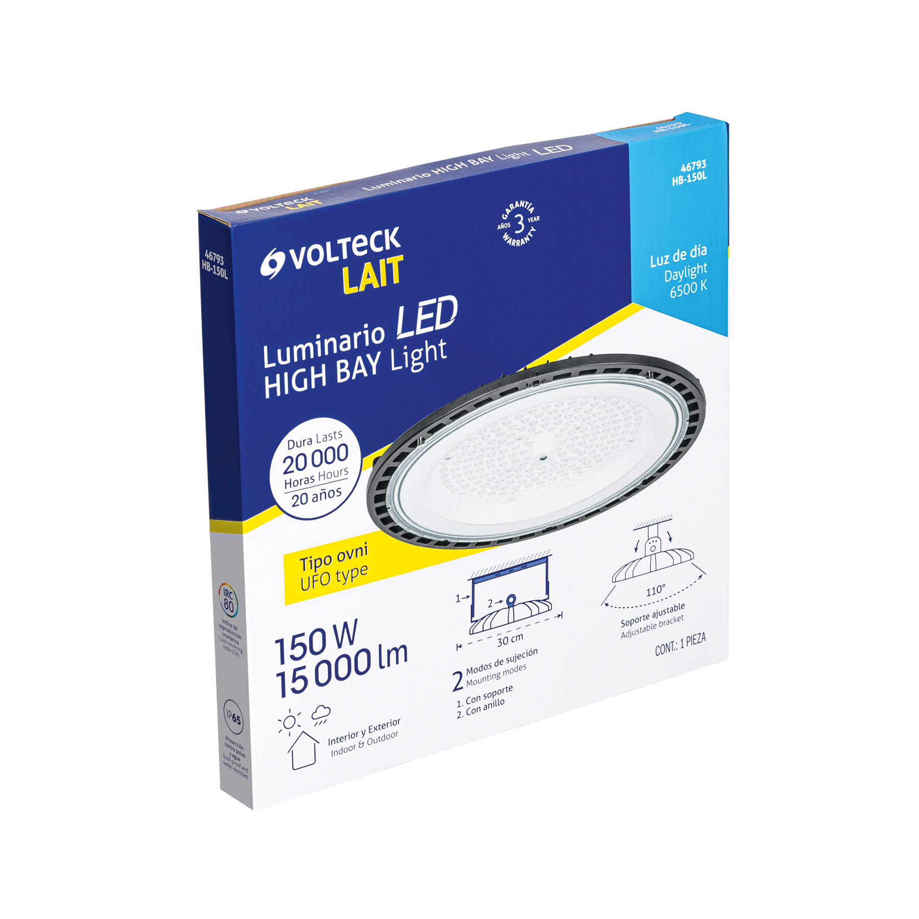 Luminario LED High Bay 150 W 6500 K, VOLTECK - Imagen 9