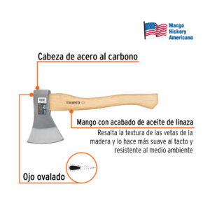 Hacha europea, 600 g, mango hickory 14', TRUPER - Imagen 3
