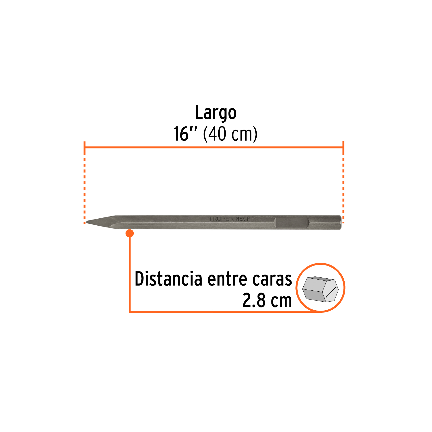 Cincel de punta zanco hexagonal de 20', TRUPER - Imagen 3