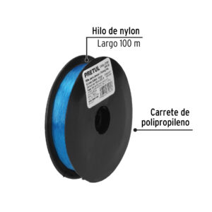 Carrete con 100 m de hilo para pesca azul calibre 0.30 mm - Imagen 3